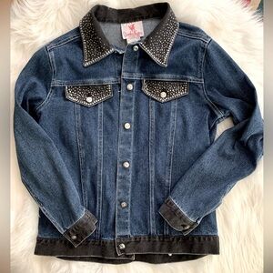 🔥HOST PICK🔥Quacker Factory Denim Jean Jacket Rhinestone Collar and Pockets